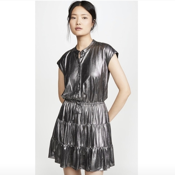REBECCA MINKOFF ollie dress gunmetal metallic mini large - Picture 3 of 15